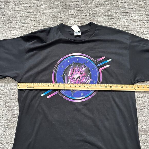 VTG Las Vegas Shirt Mens Xl Black Purple Neon Sign Single Stitch Made in USA 90s - Picture 8 of 9